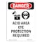 Signmission OSHA Danger Sign, Acid Area Eye Protection, 7in X 5in Decal, 7" H, 5" W, Portrait OS-DS-D-57-V-1019 - alternate 1